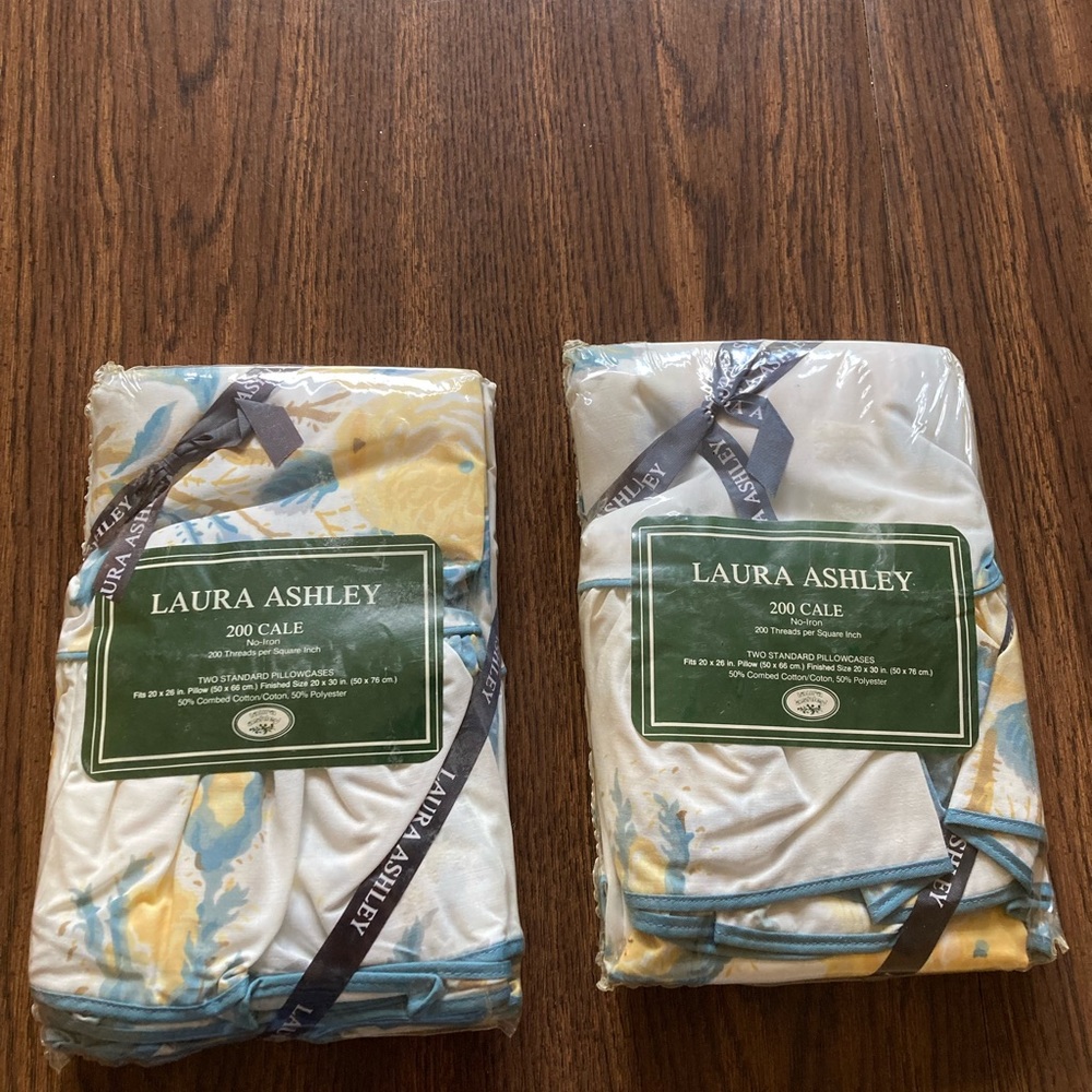 Two Packages of Two Standard Laura Ashley Alba Roses Vintage Pillowcases